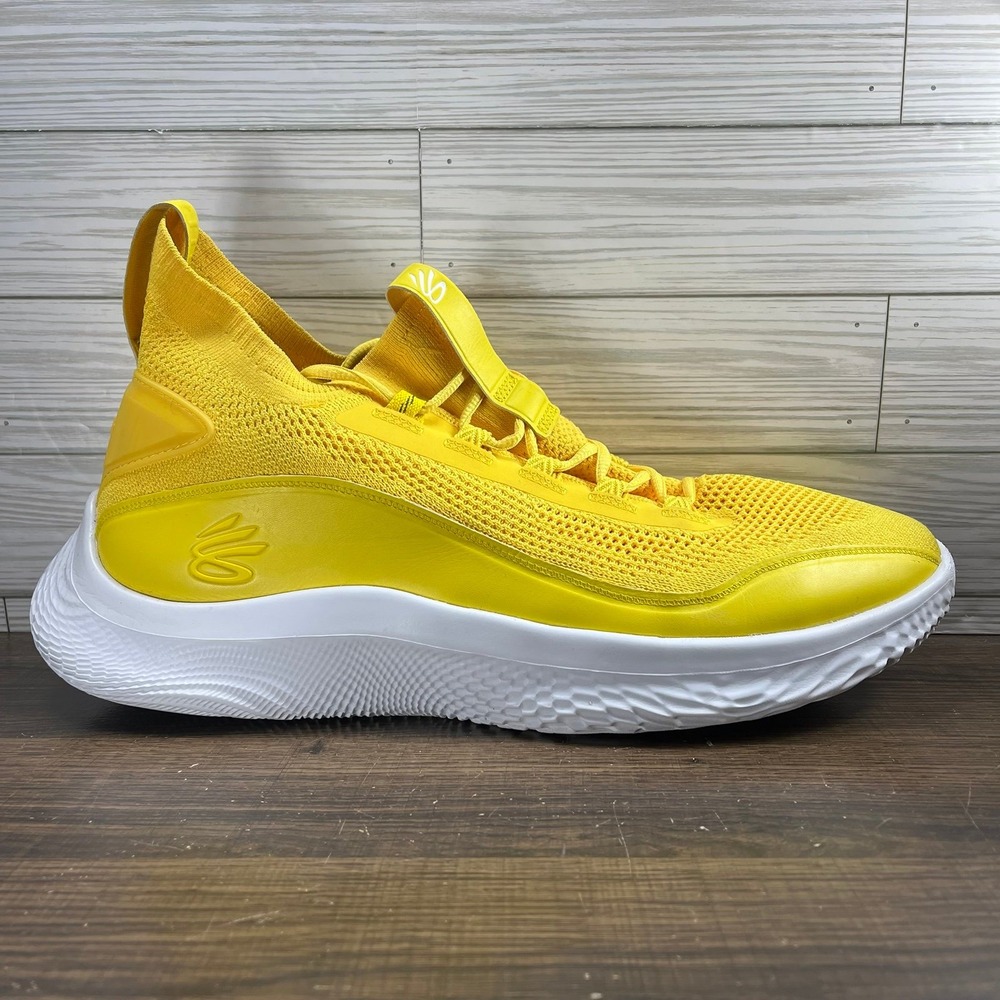 Under Armour Curry Flow 8 Unisex Yellow Shoes - M 16 - W 17.5